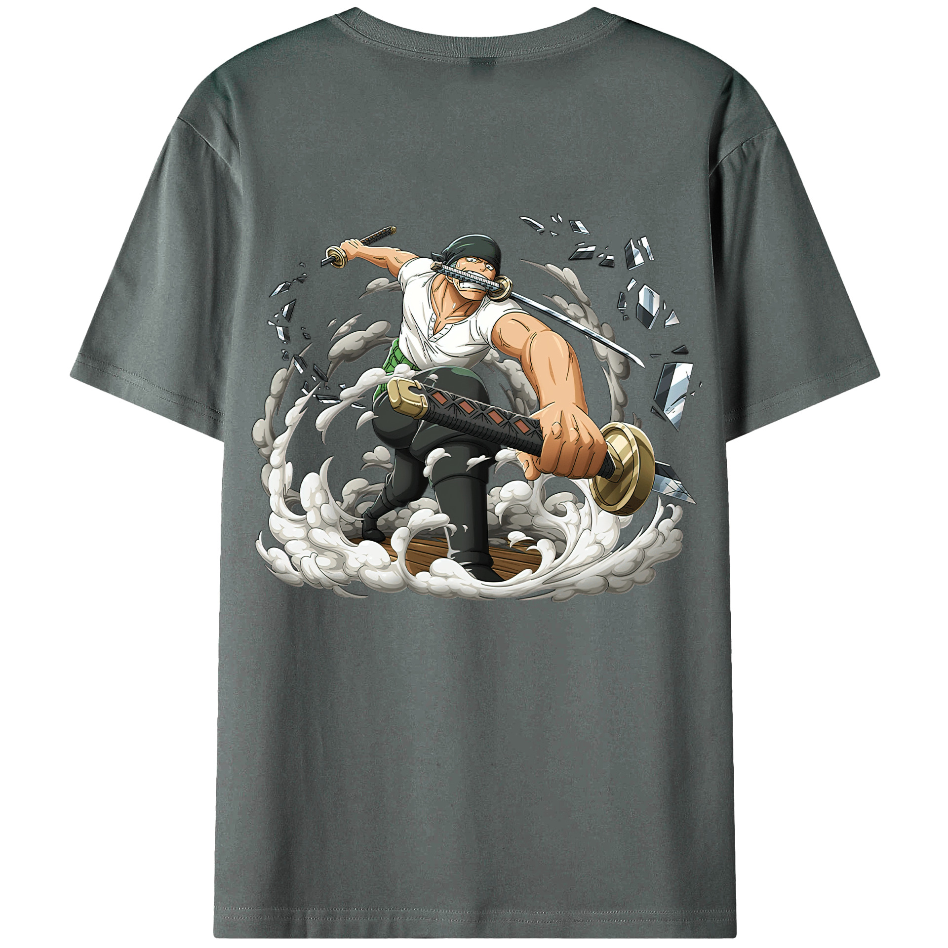 ワンピース ロロノア・ゾロ ONE PIECE Roronoa Zoro 綿100％ メンズ半袖Tシャツ（バックプリント） 通気性